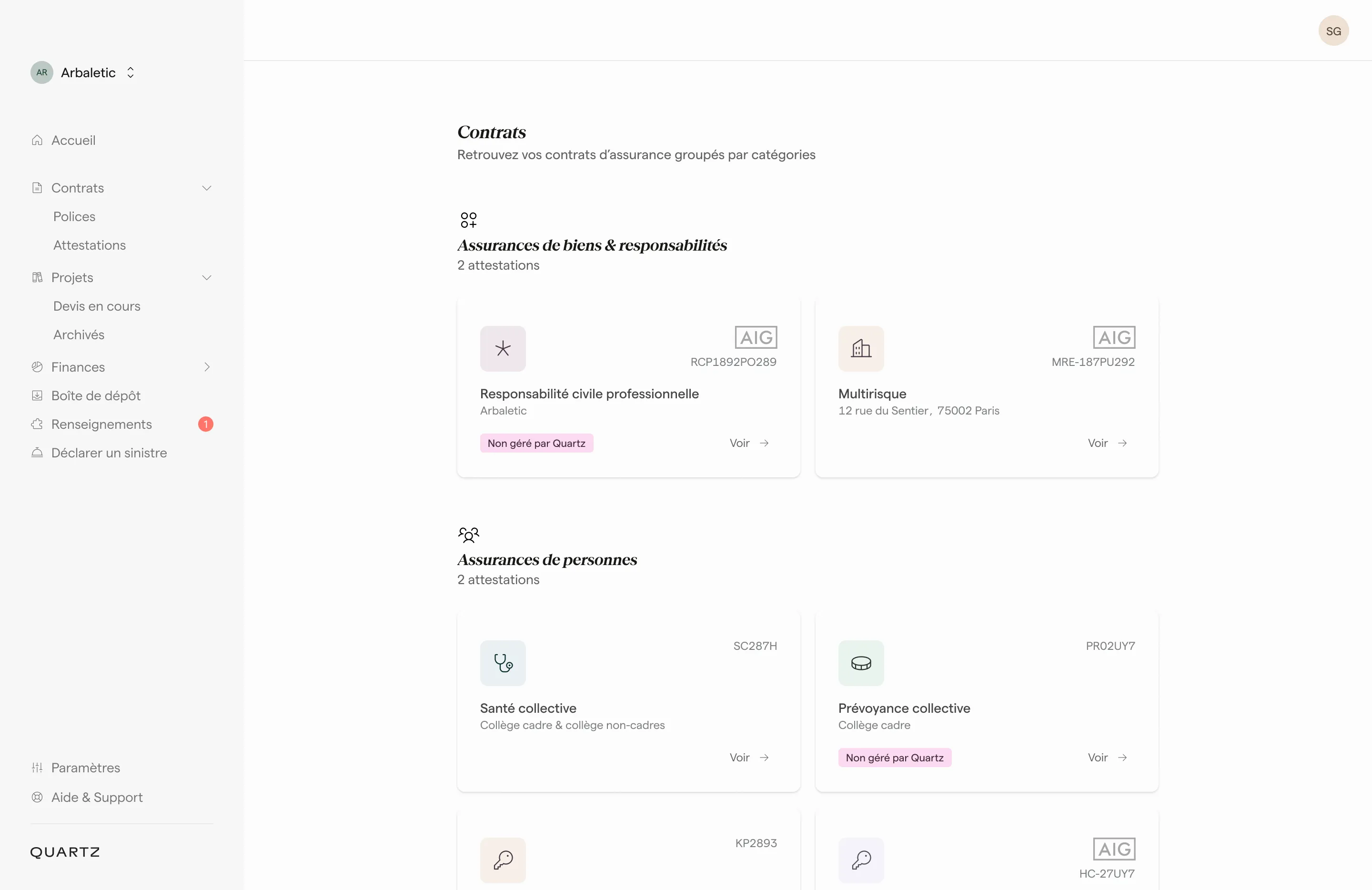 Bibliothèque de contrats d'assurance
