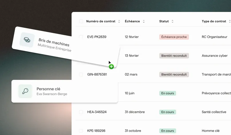 Interface de gestion des contrats